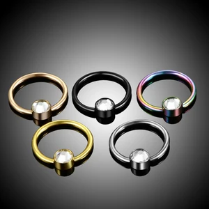 1PC G23 Titanium with Flat Gem CBR Ball BCR Helix Piercing Septum Piercing Nose Rings Labret Lip Rings Piercing Body Jewelry 16G