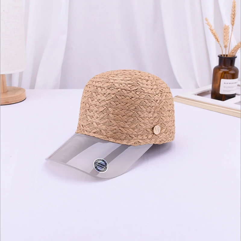 2019 New Summer Female Handmade Straw Patchwork Transparent Pvc Fashion Equestrian Cap Women Leisure Anti-UV Sun Hat | Аксессуары для