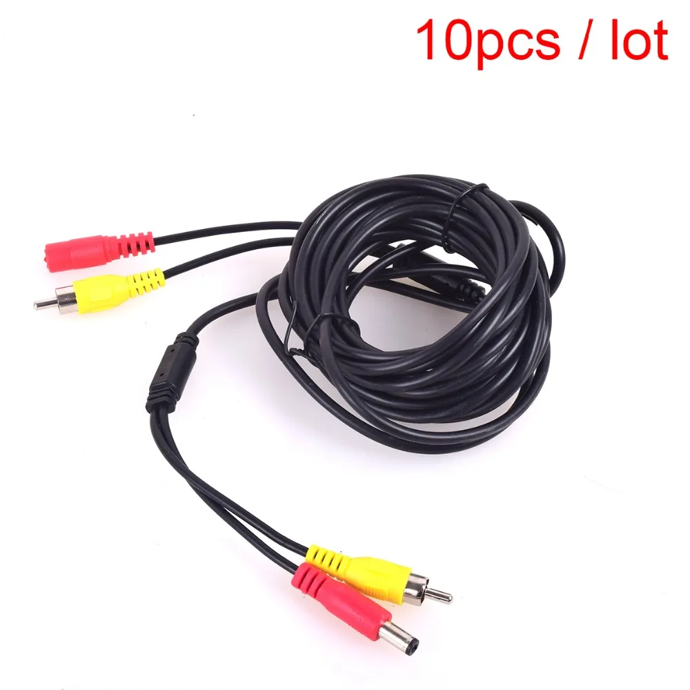 

10 Pcs Car RCA DC Audio Video AV Extension Cable for CCTV Security, Truck Bus Trailer Reverse Parking Camera (5 Meters/16 Feet)