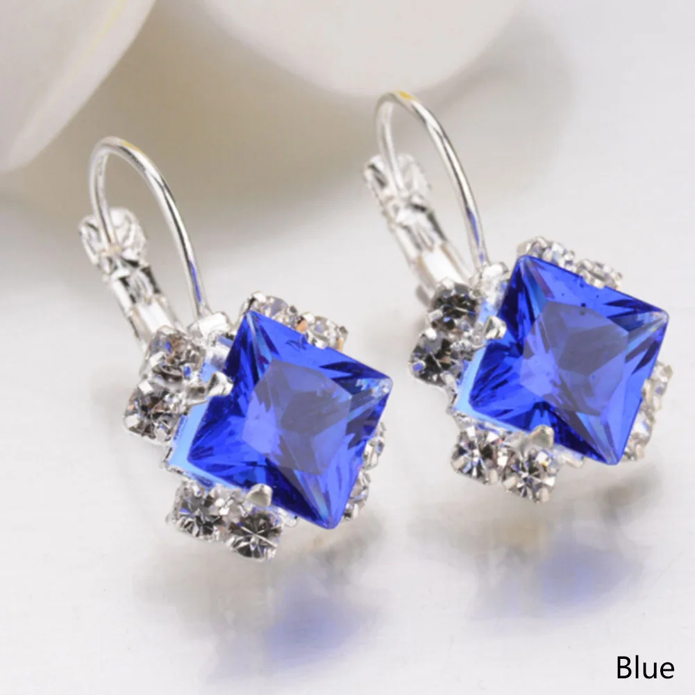 Женские квадратные серьги гвоздики с фианитами|stud earrings|stud earrings for womenearrings square |
