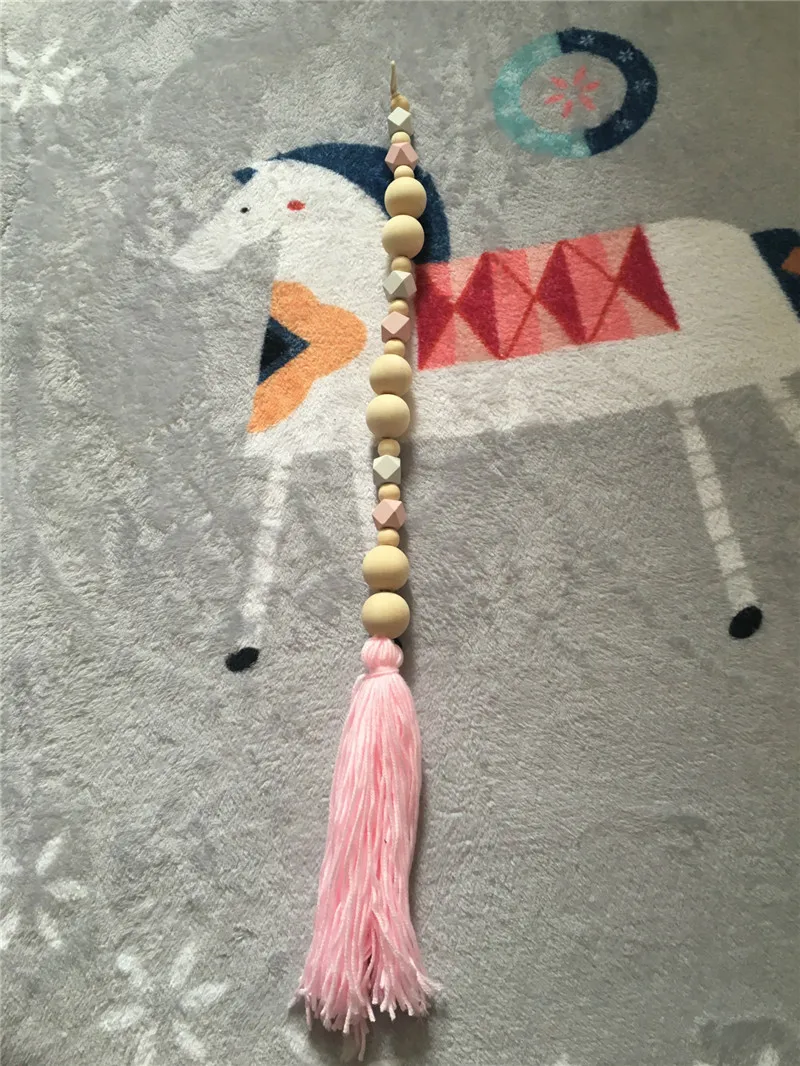 2PC Nordic style Wooden Beads Garland Best Gifts For Kids Room Ornament Home Decor Natural Bedroom Wall Decorations | Дом и сад