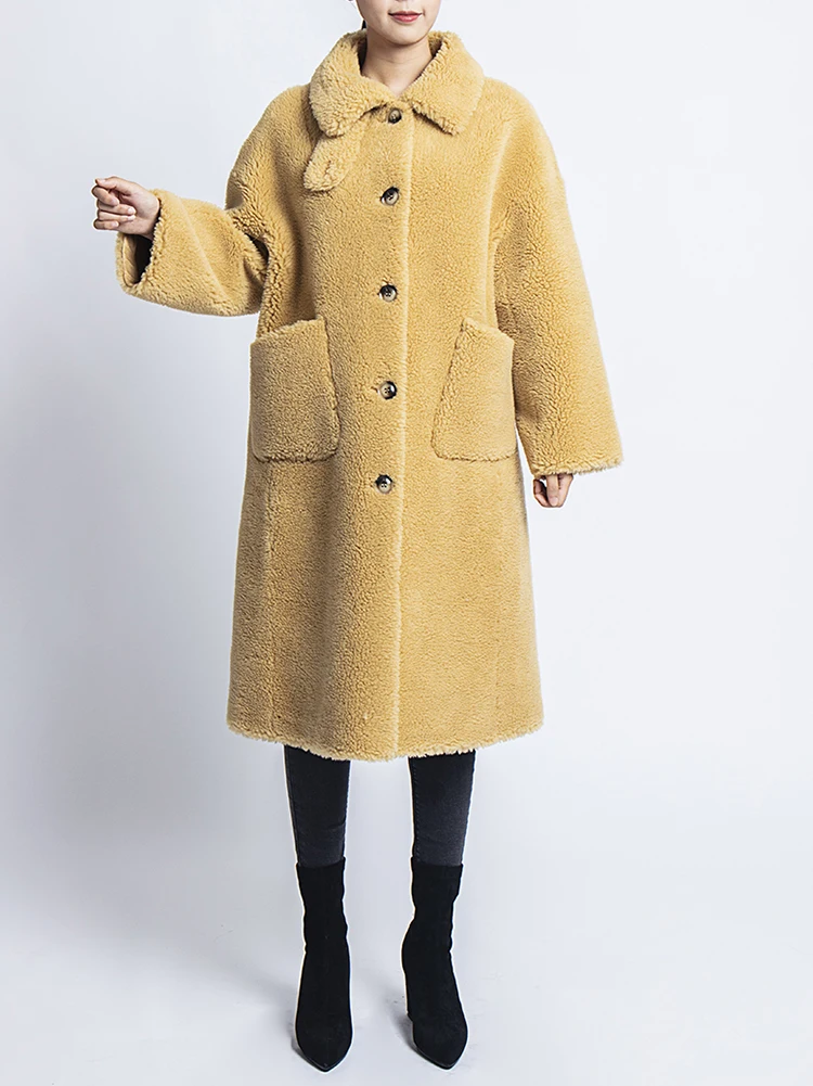 Abrigos mujer invierno, зимнее пальто из искусственного меха, 30% овечий мех, плюшевая куртка, женские длинные меховые пальто