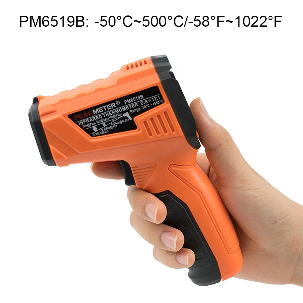 PM6519B Бесконтактный ручной-50-500 градусов промышленный цифровой инфракрасный термометр ЖК-лазер ИК температура инфракрасный темп пистолет - Цвет: PM6519B