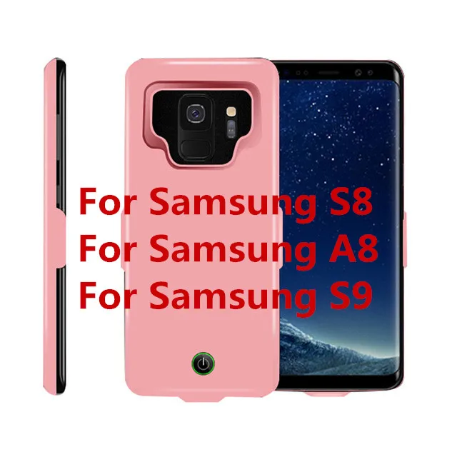 ZKFYS 7000 mAh ультра тонкий быстро Зарядное устройство чехол для samsung Galaxy S8 S9 A8 Мощность Bank чехол для samsung A8 S8 S9 Батарея крышка - Цвет: Розовый