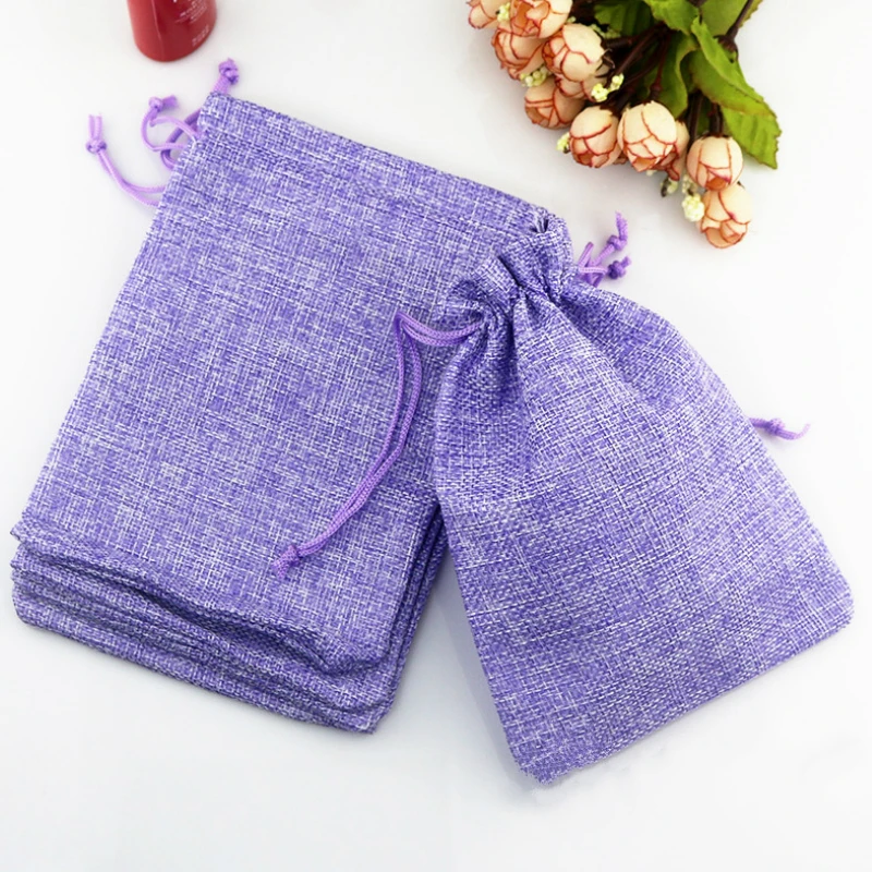 Purple 50 шт. красочная Джутовая сумка мешочек для хранения ювелирных изделий Винтаж холщовый мешок роскошная коробка для конфет предметы для вечеринки подарок упаковочный пакет набор крафт-бумаги - Цвет: Purple