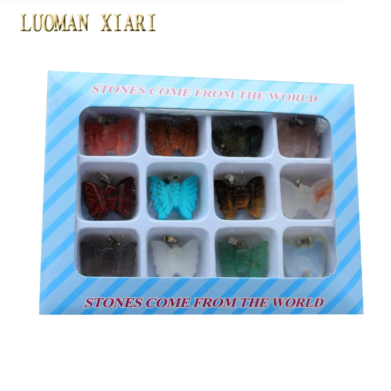 Подвески в форме бабочки из натурального камня смешанные цвета для