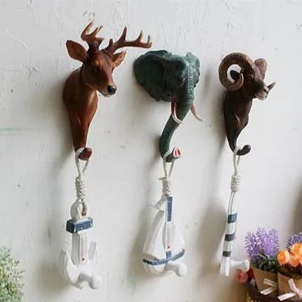 Настенная вешалка с животными для гостиной держатель ключей оленем слоном