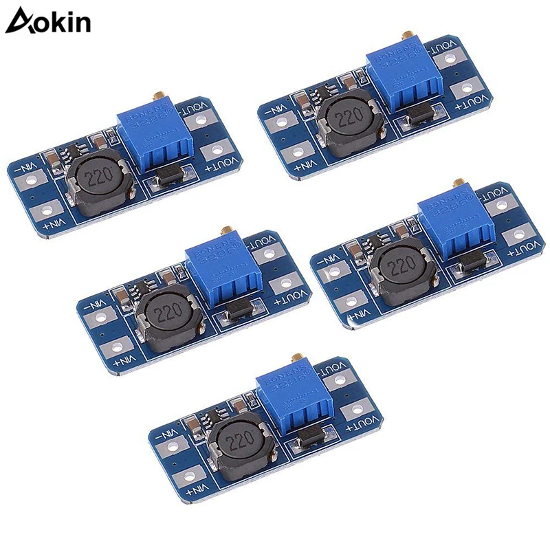 

5PCS MT3608 DC-DC Step Up Converter Booster Power Supply Module Boost Step-up Board MAX output 28V 2A for arduino