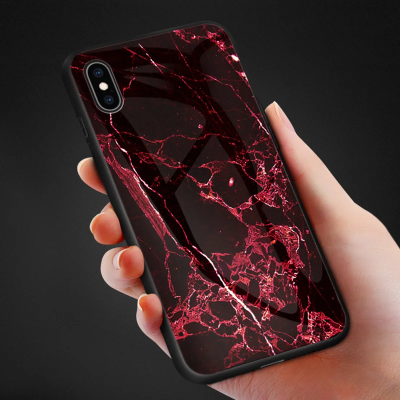 Tempered Glass Phone Case For iPhone XS MAX XR X Cases Soft Edge 7 8 6 6S Plus Cover Luxury Marble Hard Shell Bumper | Мобильные