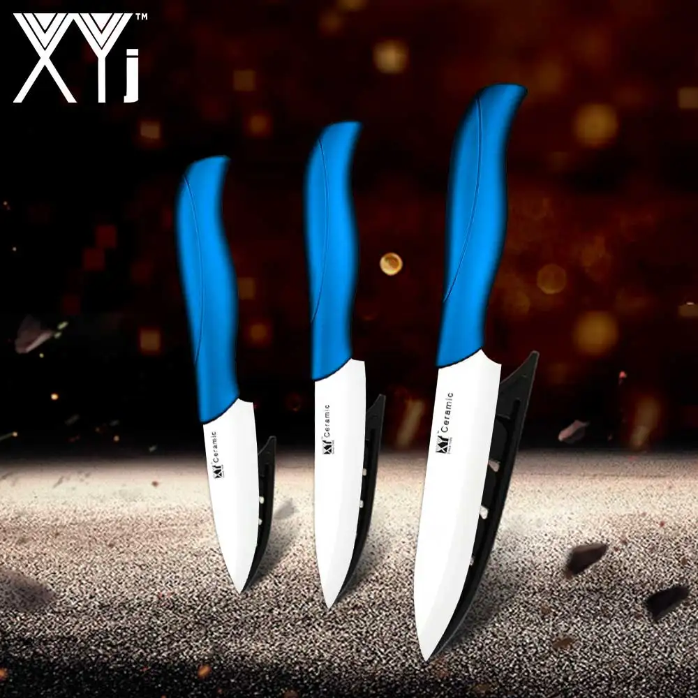 BLUE H WHITE B XYj набор кухонных керамических ножей набор инструментов " 4" " дюймов Красный Фиолетовый Синий Зеленый Ручка циркониевый оксид Cermaic нож Аксессуары для приготовления пищи - Цвет: BLUE H WHITE B