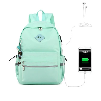 Green WINNER, рюкзак для девочек с защитой от кражи, usb зарядка, подвеска в виде мультяшных животных, школьные сумки, рюкзак для женщин, водонепроницаемый рюкзак для путешествий - Цвет: Green
