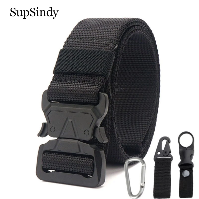 SupSindy men's canvas belt Quick release Metal buckle nylon Training belts military Army tactical belts for Men Jeans male strap