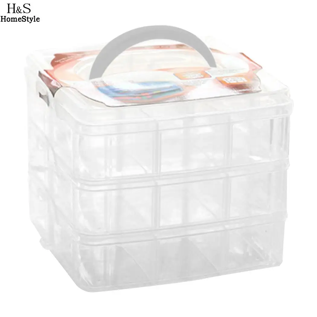 Box Removable Multi-Function 18-grid Storage Plastic 3-layer Desktop Buckle Small | Дом и сад