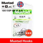 Рыболовные крючки Mustad с бородкой, черные рыболовные крючки для ловли карпа с задней бородкой из высокоуглеродистой стали, прочные кривые рыболовные крючки 4-19 #