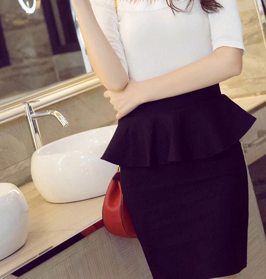 Женская юбка-карандаш с высокой талией облегающая Офисная юбка оборками юбки