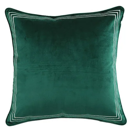 Декоративная подушка для дивана, зеленая, 50x50, Большая квадратная, с серебряной вышивкой, украшение для дома, стула, постельного белья