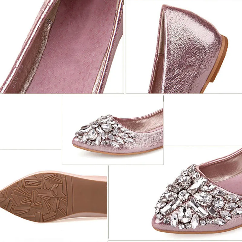Bailehou 2018 Women Ballet Flats Slip On Shoes Casual Female Woman Wedding Luxury Crystal Ladies Pointed Toe Loafers | Обувь