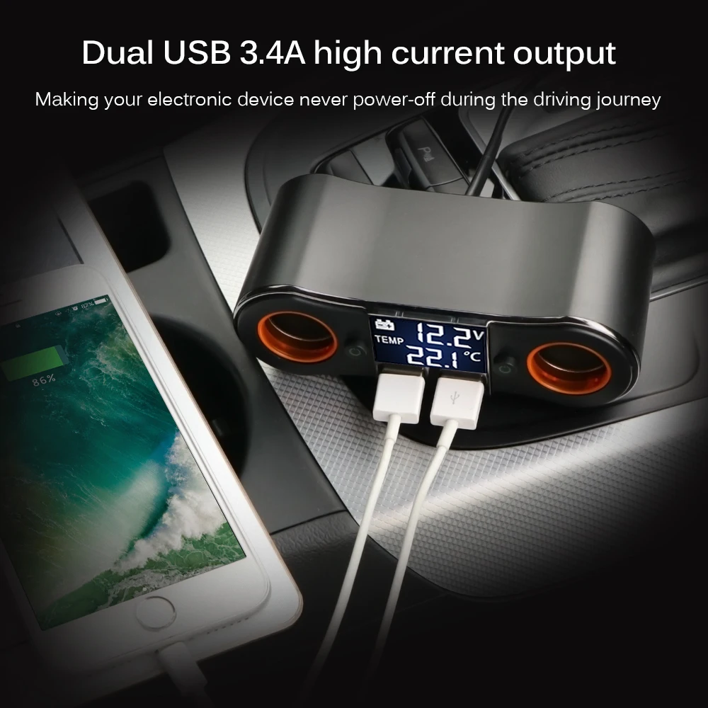 Автомобильное зарядное устройство с двумя USB портами 3 5a|Зарядные устройства для