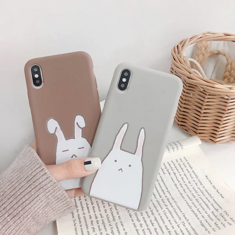 Милый мультфильм кролик корпус с рисунком крышка телефонные чехлы для iPhone X XS MAX XR