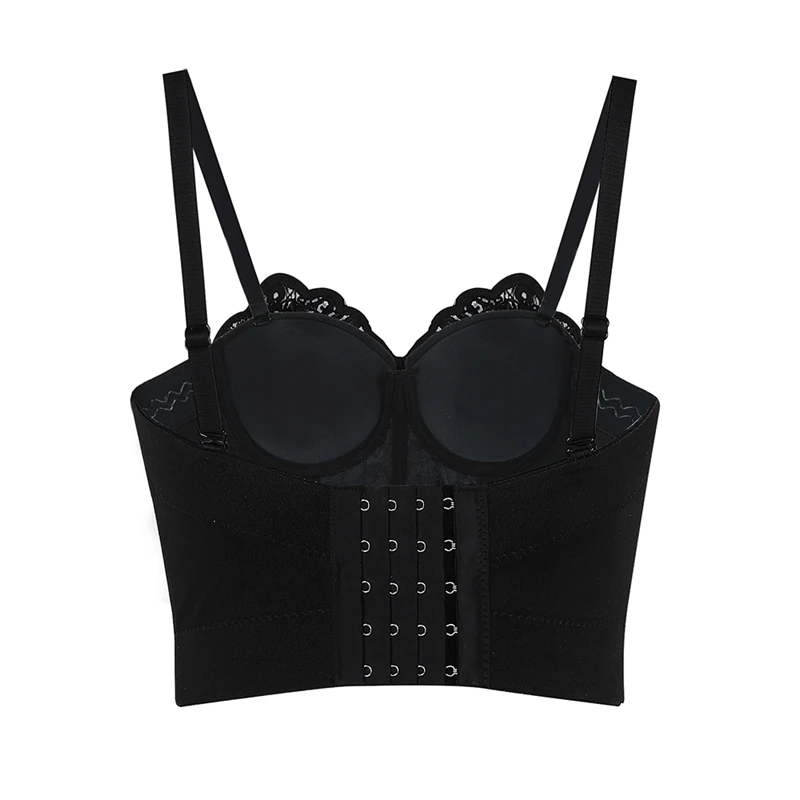 INDRESSME 2019 New Sexy Bra Cropped Top Embellished Lace Beading Spaghetti Straps Skinny Hot Summer Women Sexy Club Party Tops