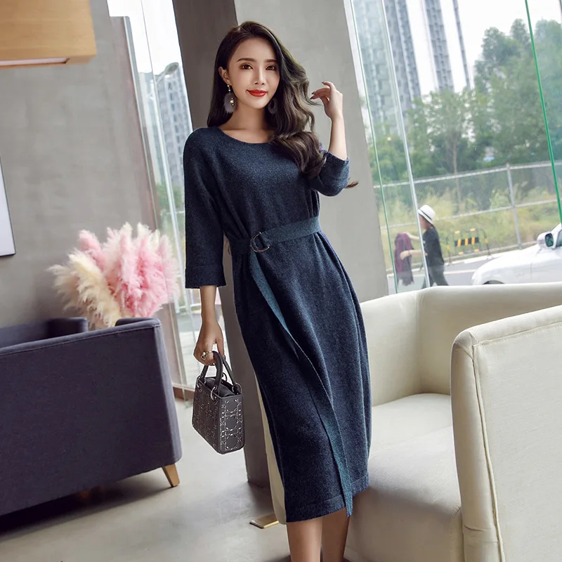 2018 весеннее женское эластичное трикотажное платье модное Повседневное Платье До