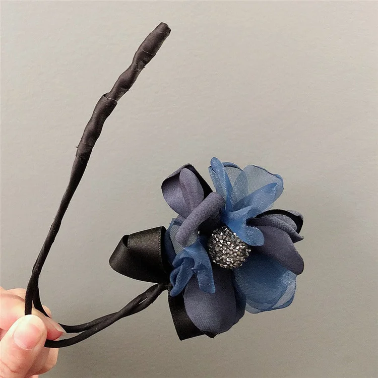 navy blue 1 шт., изящные женские заколки для волос, устройство для волос, цветы, ободки для волос, женская элегантная заколка, заколка для волос, аксессуары, волшебный инструмент - Цвет: navy blue