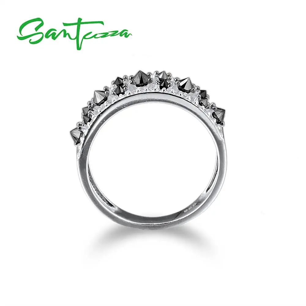 Женское серебряное кольцо SANTUZZA из серебра 925 пробы с черной шпинелью и фианитом