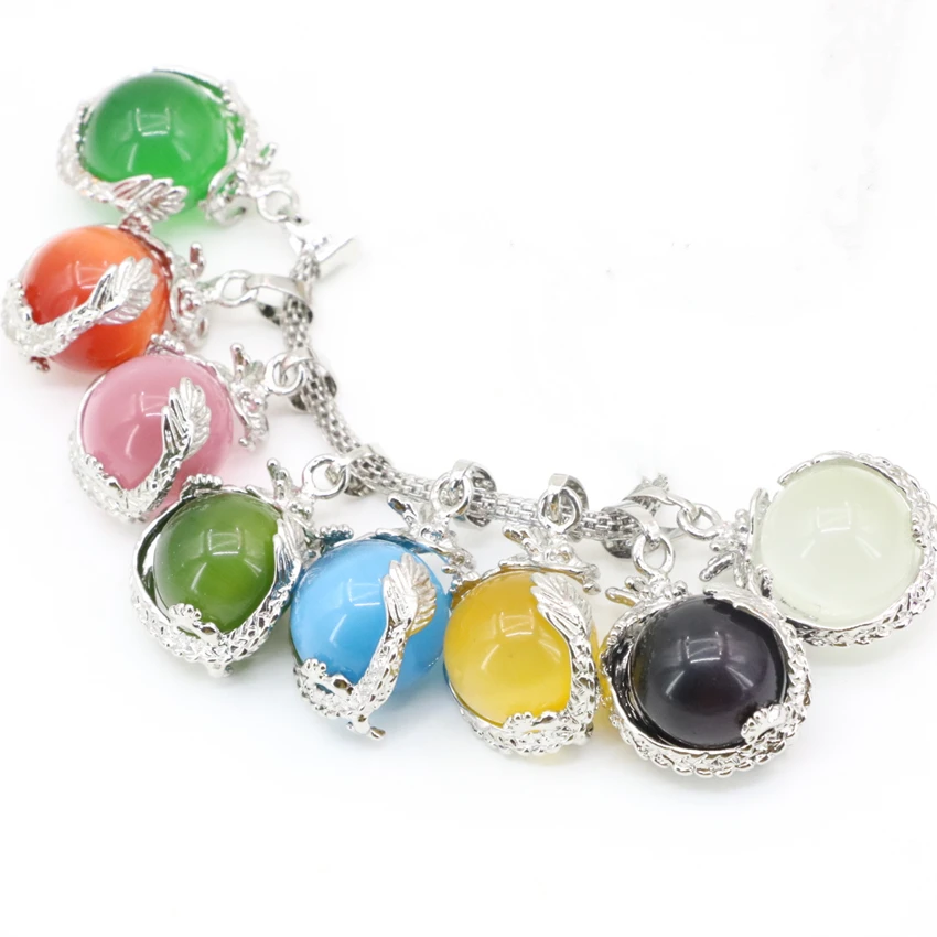 

8 Colors 20x27mm Dragon Animal Charms Stone Pendant Jewelry Making Opal Round Ball Inlay Cat Eyes Crystal Beads Findings B3299
