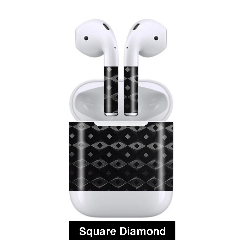 Square Diamond 3D камуфляж крокодиловой змеиной кожи царапинам наушники наклейки "фильмы" для Apple Airpods наклейки кожи - Цвет: Square Diamond