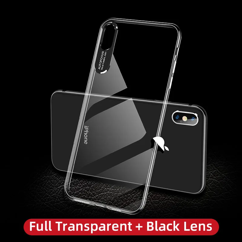 Transparent Black IHaitun Роскошный чехол для глаз для iPhone XS MAX XR X чехол s Защита объектива прозрачная задняя крышка для iPhone 7 8 Plus X 10 чехол для телефона s - Цвет: Transparent Black