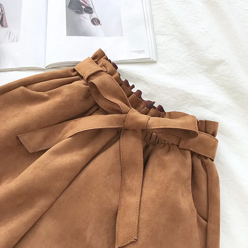 2019 Винтаж корейский стиль шорты Feminino осень галстук бабочка Высокая талия тонкие