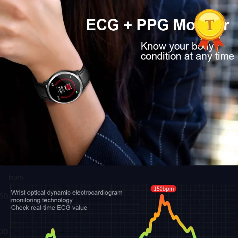 ECG PPG умный Браслет пульсометр монитор здоровья кровяное давление трекер