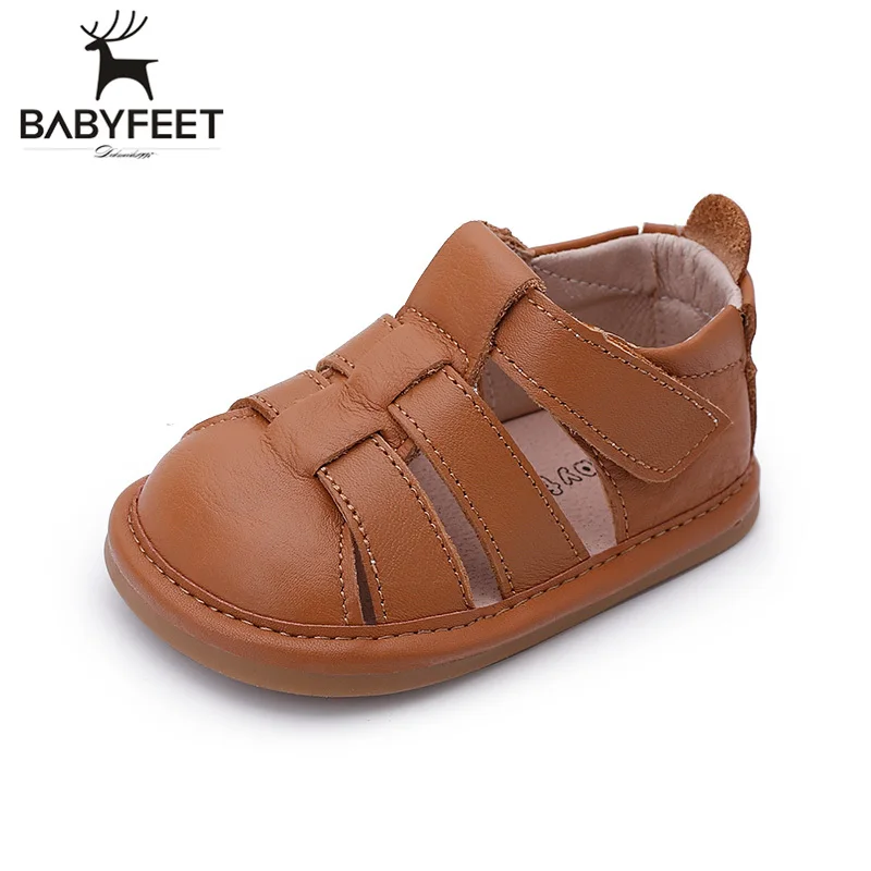 Babyfeet бренд 2018 летние пляжные сандалии дети с закрытым носком малыша мода Обувь из