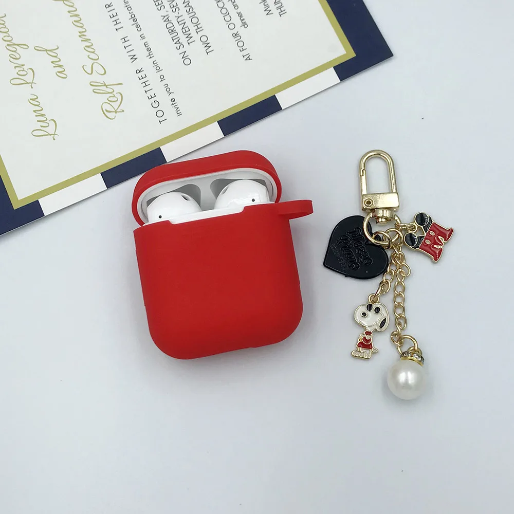 Милый защитный чехол для наушников для AirPods, силиконовый чехол для наушников с Bluetooth для Apple AirPods, чехол для зарядного устройства, защита от потери, подарок - Цвет: Red 2