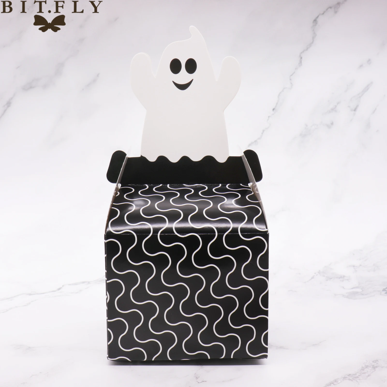 

5pcs Horror Paper Ghost Pumpkin Spider Cat Candy Box Packaging Gift Cookie Box Trick or Treat For DIY Halloween Party Supply