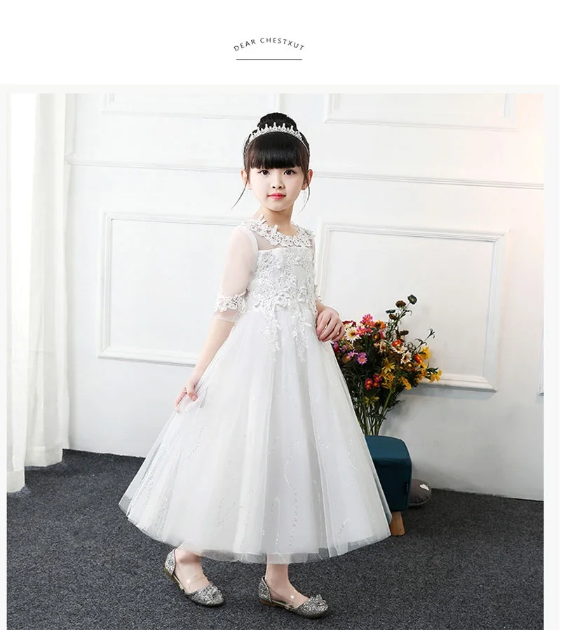 KICCOLY Summer Baby Girl White Christening Gowns Kids Tulle Wedding Dress Princess Hand Embroidery Party Tutu 3-14T | Детская одежда и