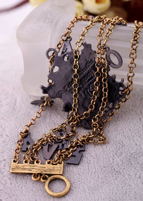 Bulk Price Retro Layered Black Letters Wide Bracelet Female Vintage Cartoon Girl Print Pendant Indian Jewelry Wholesale | Украшения и