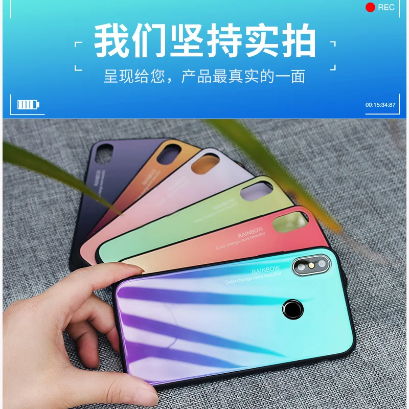Чехол для xiaomi mi 8 se постепенное изменение синего цвета чехол из закаленного