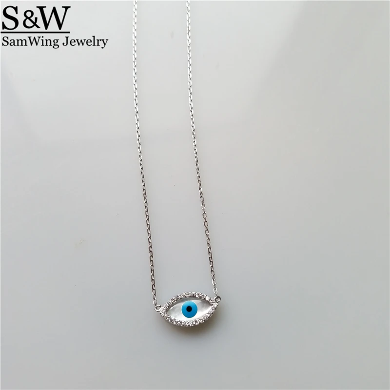 5pcs 2017 Wholesale genuine mother of pearl turkish eye fashion 925 sterling silver necklace | Украшения и аксессуары