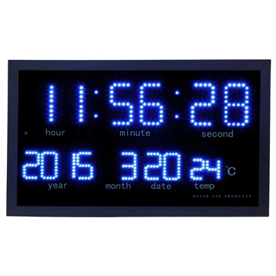 113 blue СВЕТОДИОДНЫЕ Цифровые большие настенные часы с точечной матрицей для гостиной, современные декоративные электронные светодиодные часы с календарем, часы с термометром для дома - Цвет: 113 blue