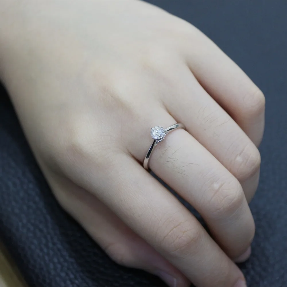 

Женское кольцо с натуральным бриллиантом LASAMERO 0.323CT H/SI с круглой огранкой, 18 К, белое золото, сертифицированное обручальное свадебное кольцо