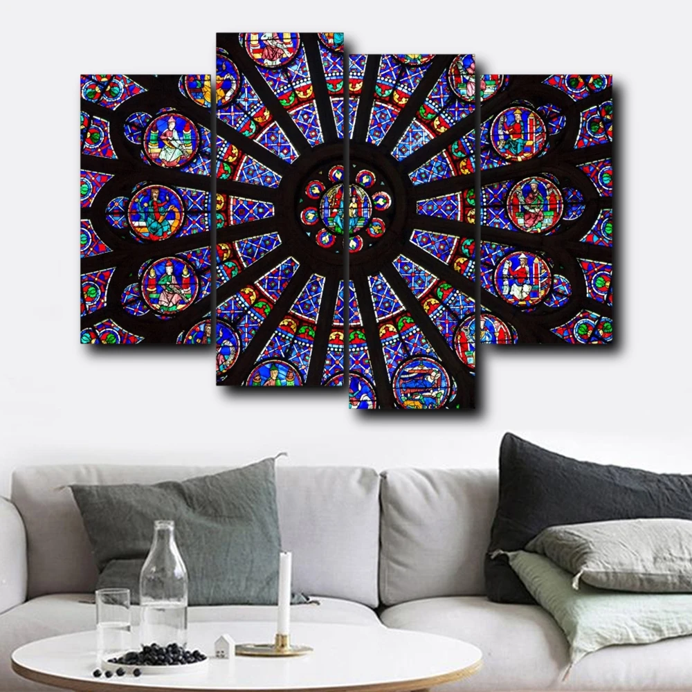 

Laeacco Canvas Painting Nordic 4 Panel Modural Diamond Pictures Posters and Prints Wall Artwork Home Living Room Decoration