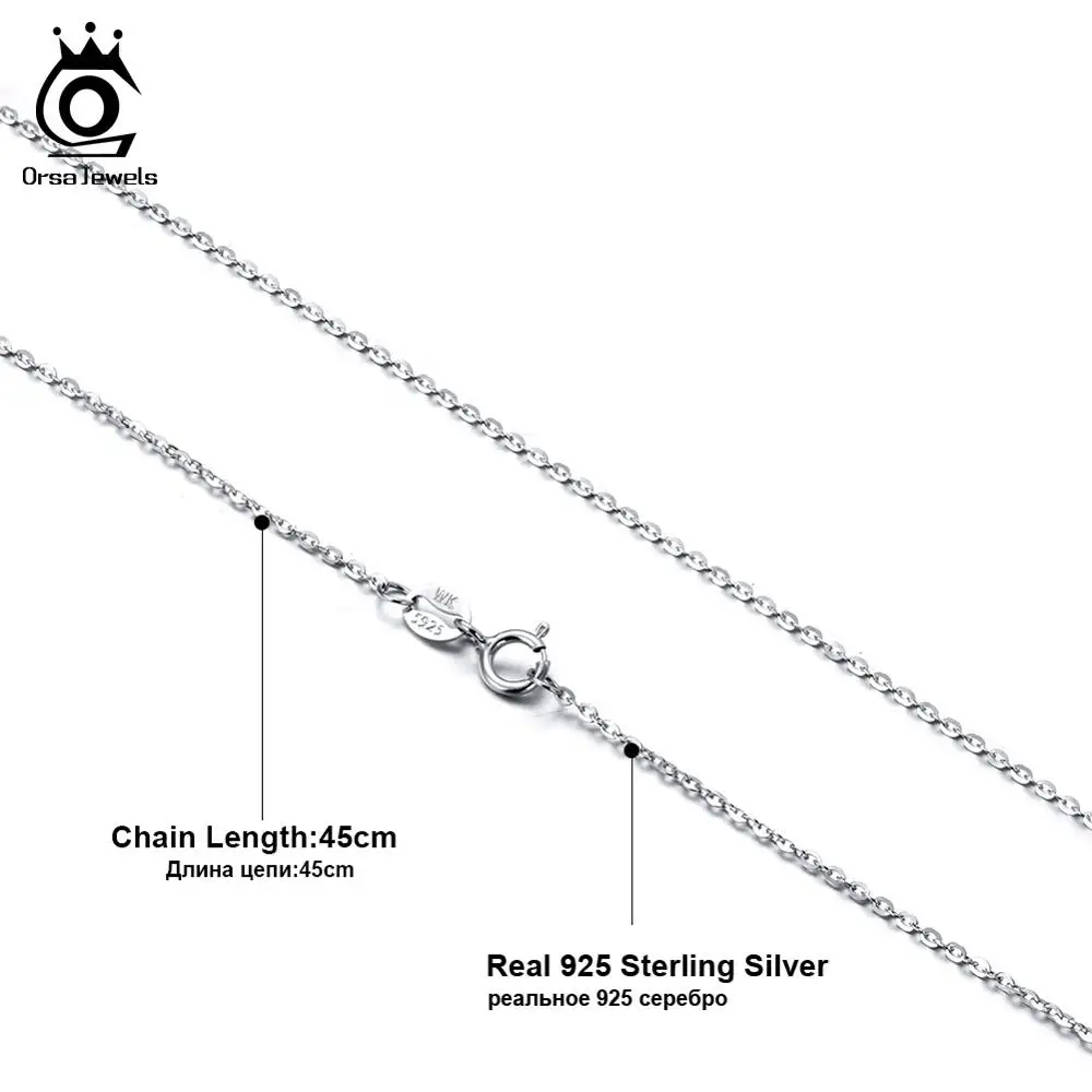 ORSA JEWELS Настоящее серебро 925 звено цепи ожерелье для женщин мужчин 45 см длинная простая цепочка модное серебристое вечерние ювелирные изделия Kolye OSC20