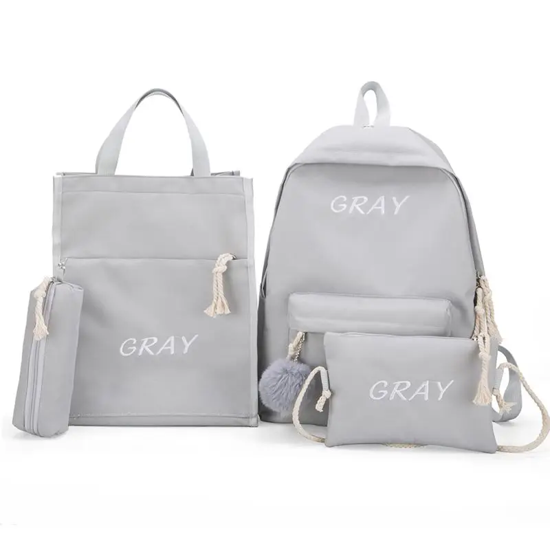 grey 4 шт./компл. лента цепь с буквенным Mochila рюкзак туристические рюкзаки для отдыха школьные рюкзаки для девочек-подростков, школьный рюкзак - Цвет: grey
