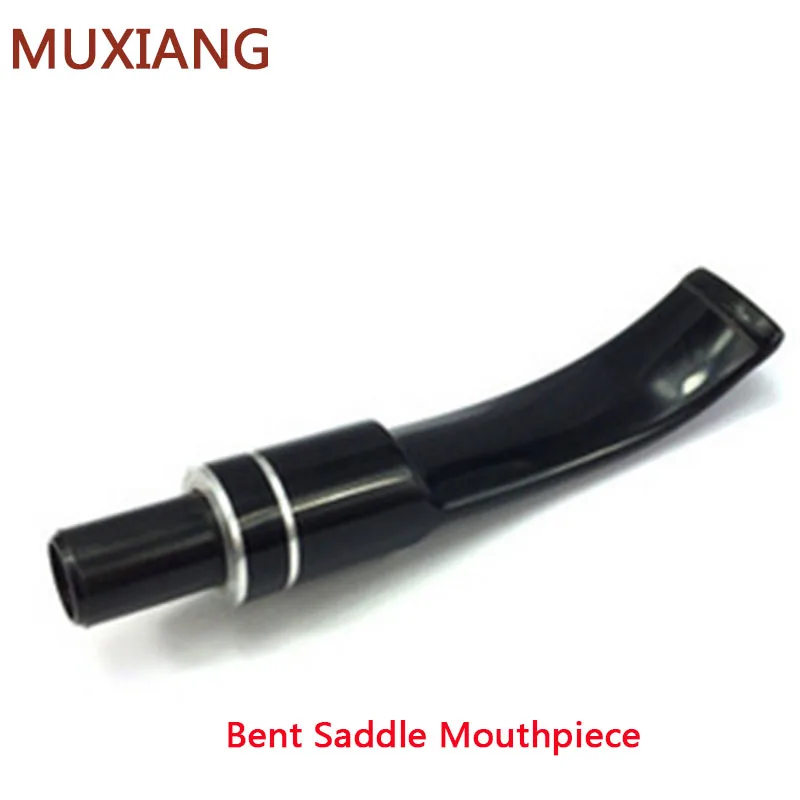 MUXIANG Acrylic Bent Smoking Pipe Mouthpiece Tobacco Pipes Stem Saddle With Dual Silver Loop 9mm Filter be0052