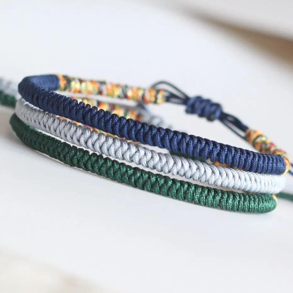 Многоцветные веревки Тибетские буддийские ручной работы Lucky Knots браслет такая же