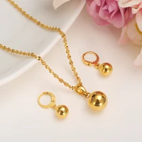 gold color bead jewelry sets round pendant chain necklace ball drop earrings for women arabafrica ethiopian jewelry girlscharms