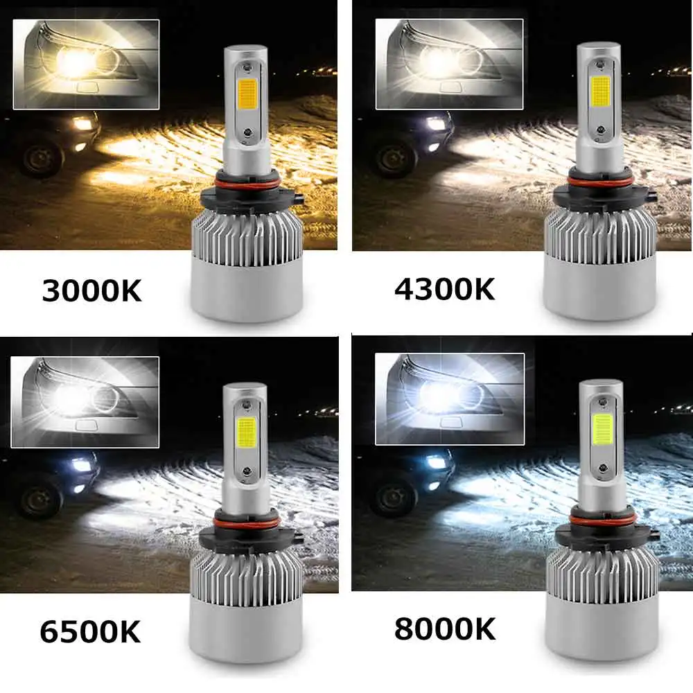 Светодиодные лампы для автомобильных фар H7 H4 H11 9005 COB 12 В H3 H1 H8 H9 9006 72 Вт 9012 лм