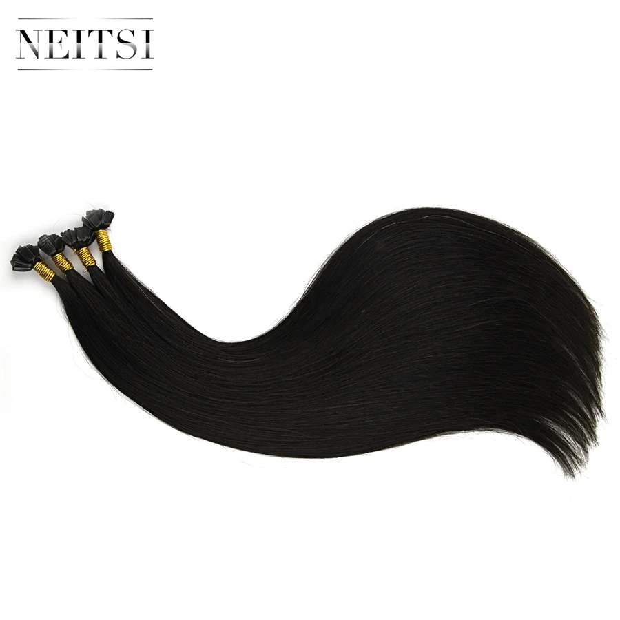 1N Neitsi двойной нарисованный Remy плоский наконечник человеческих волос для наращивания 2" 1,0 г/локон 25 шт Прямые капсулы кератин предварительно скрепленные салонные волосы образец - Цвет: 1N