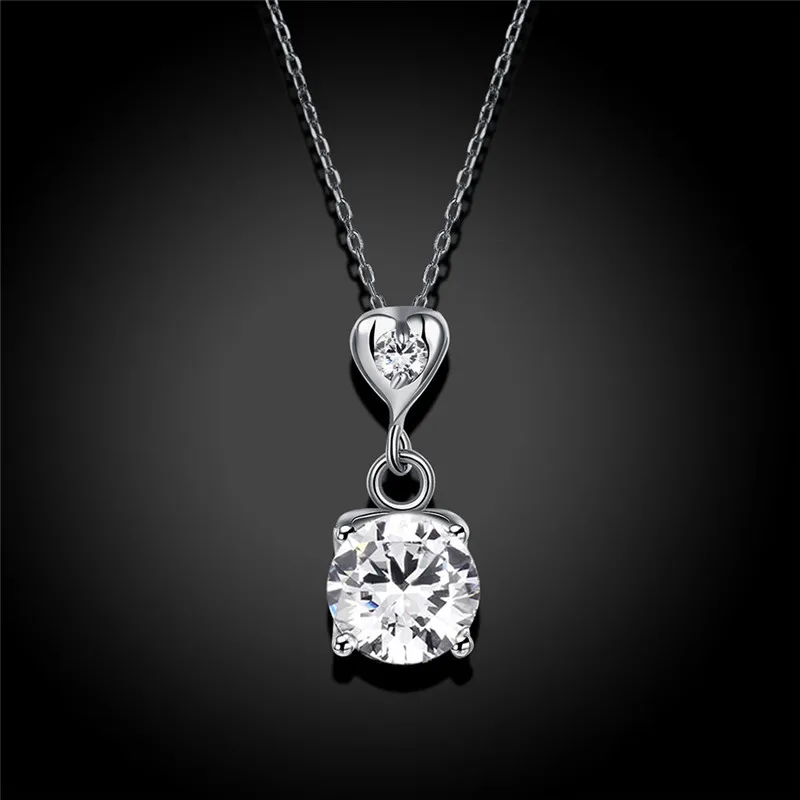DODO 925 Sterling Silver Necklaces Heart Pendant &amp Long Link Chain Necklace Cubic Zirconia Jewelry Collar Colar de Plata SN59 | Украшения